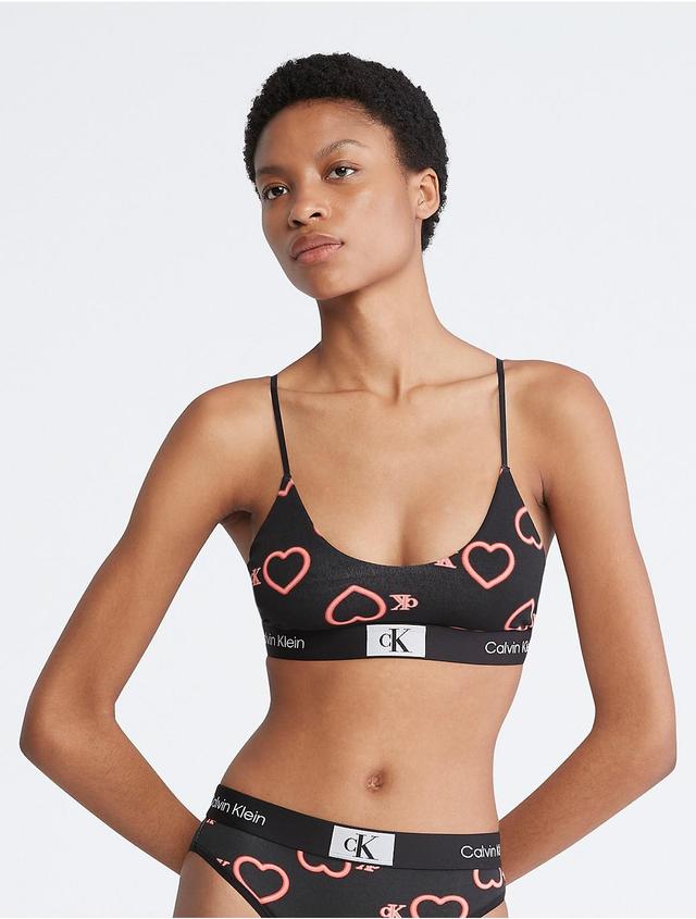 Calvin Klein Womens Calvin Klein 1996 V-Day Cotton Stretch Unlined Bralette - Black - XS Product Image