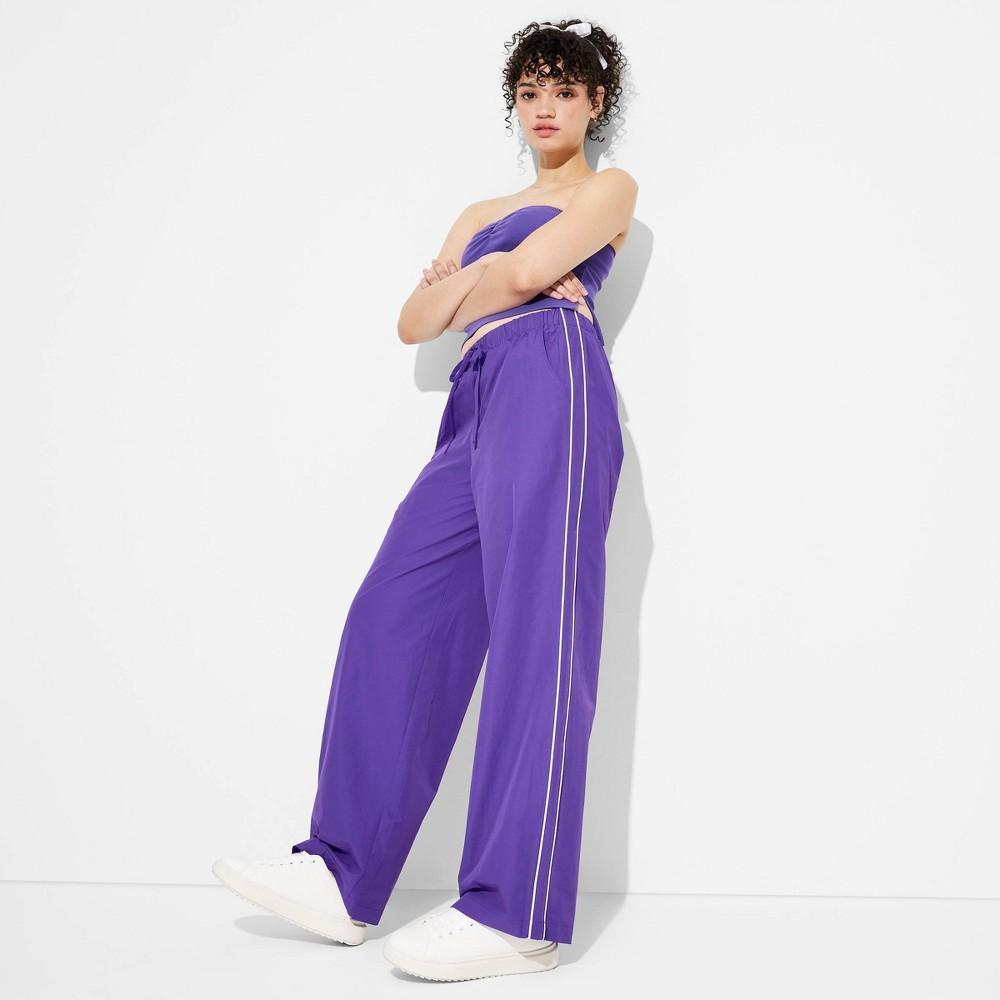 Womens Game Day Mid-Rise Wide Leg Track Pants - Wild Fable Purple XS Product Image