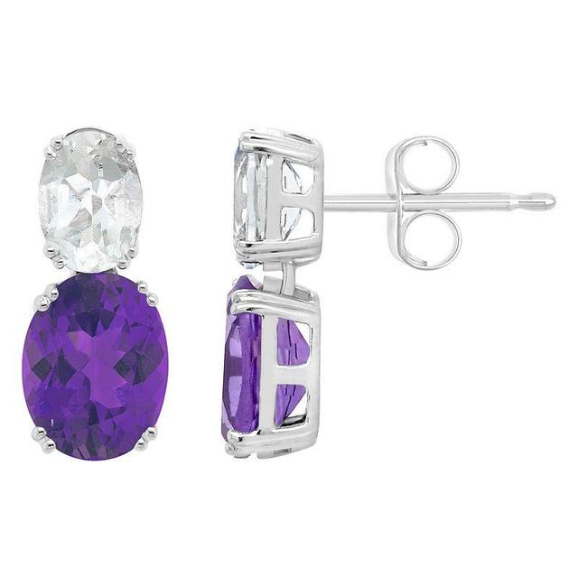 Alyson Layne Sterling Silver Amethyst & White Topaz Oval Stud Earrings, Womens Product Image