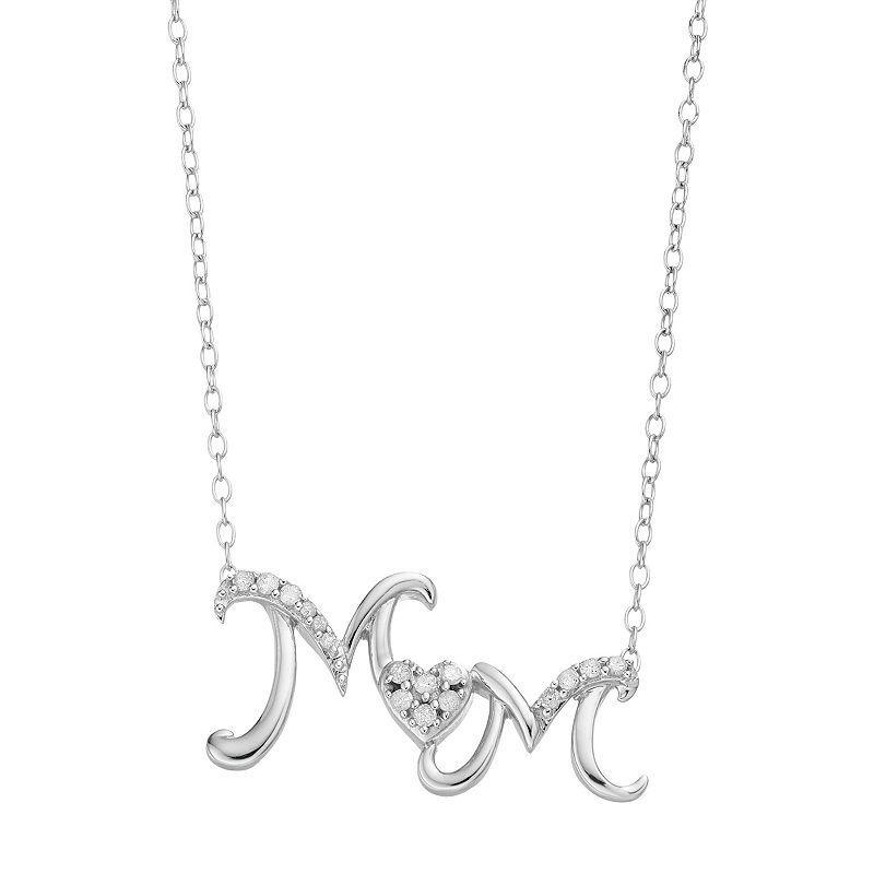 Sterling Silver 1/10 Carat T.W. Diamond Mom Necklace, Womens Product Image