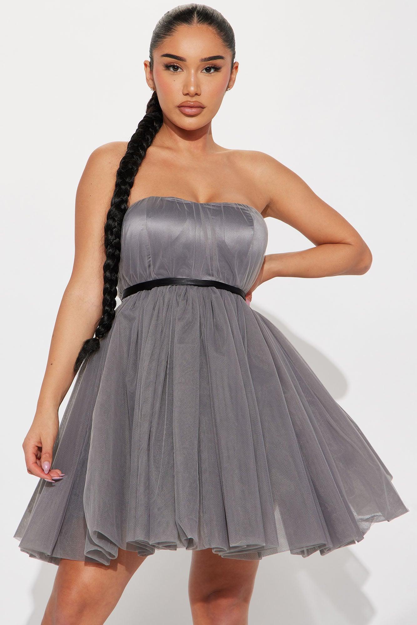 Fairy Vibes Tulle Mini Dress - Grey product image