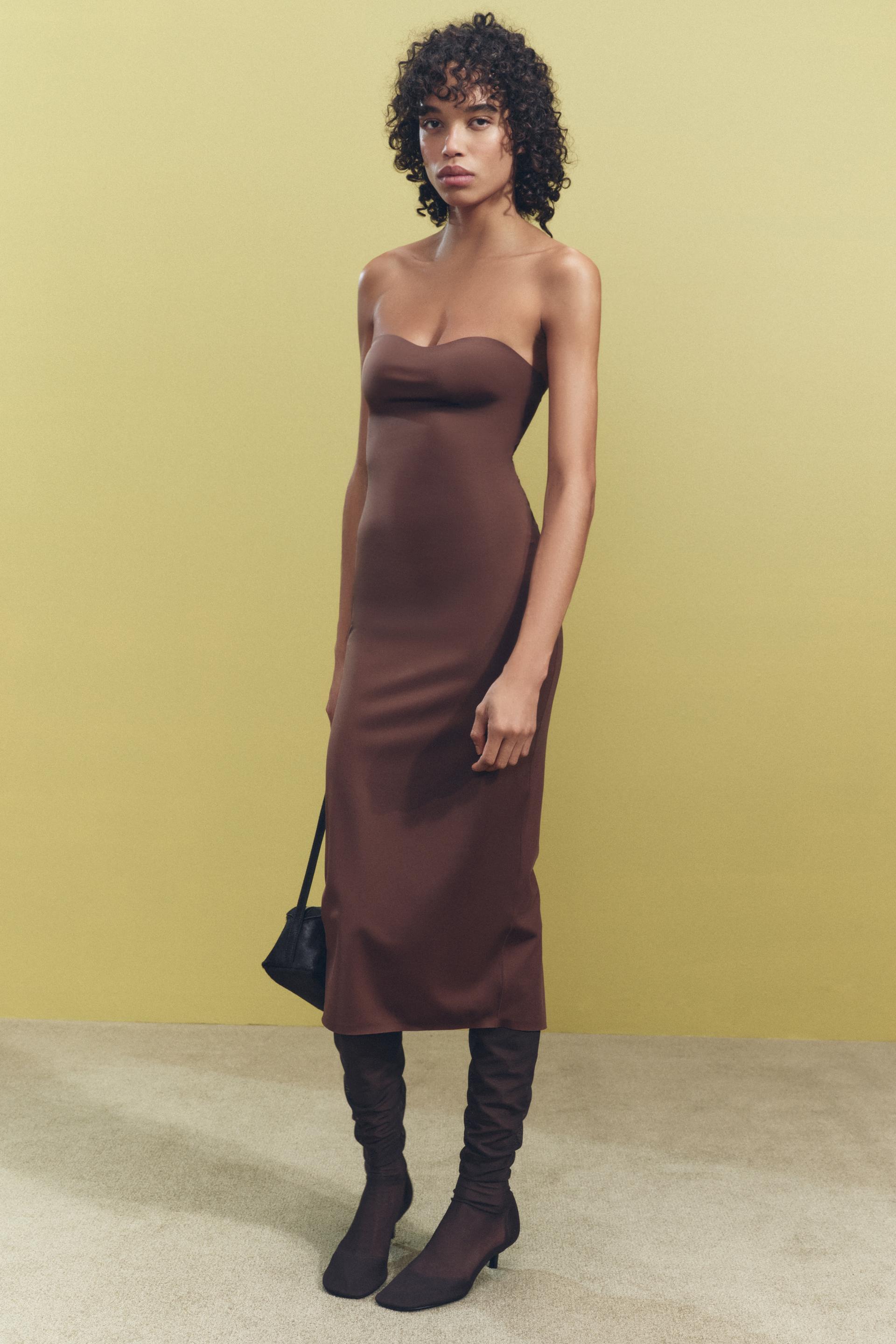 SATIN EFFECT MIDI DRESS WITH OPENING product image