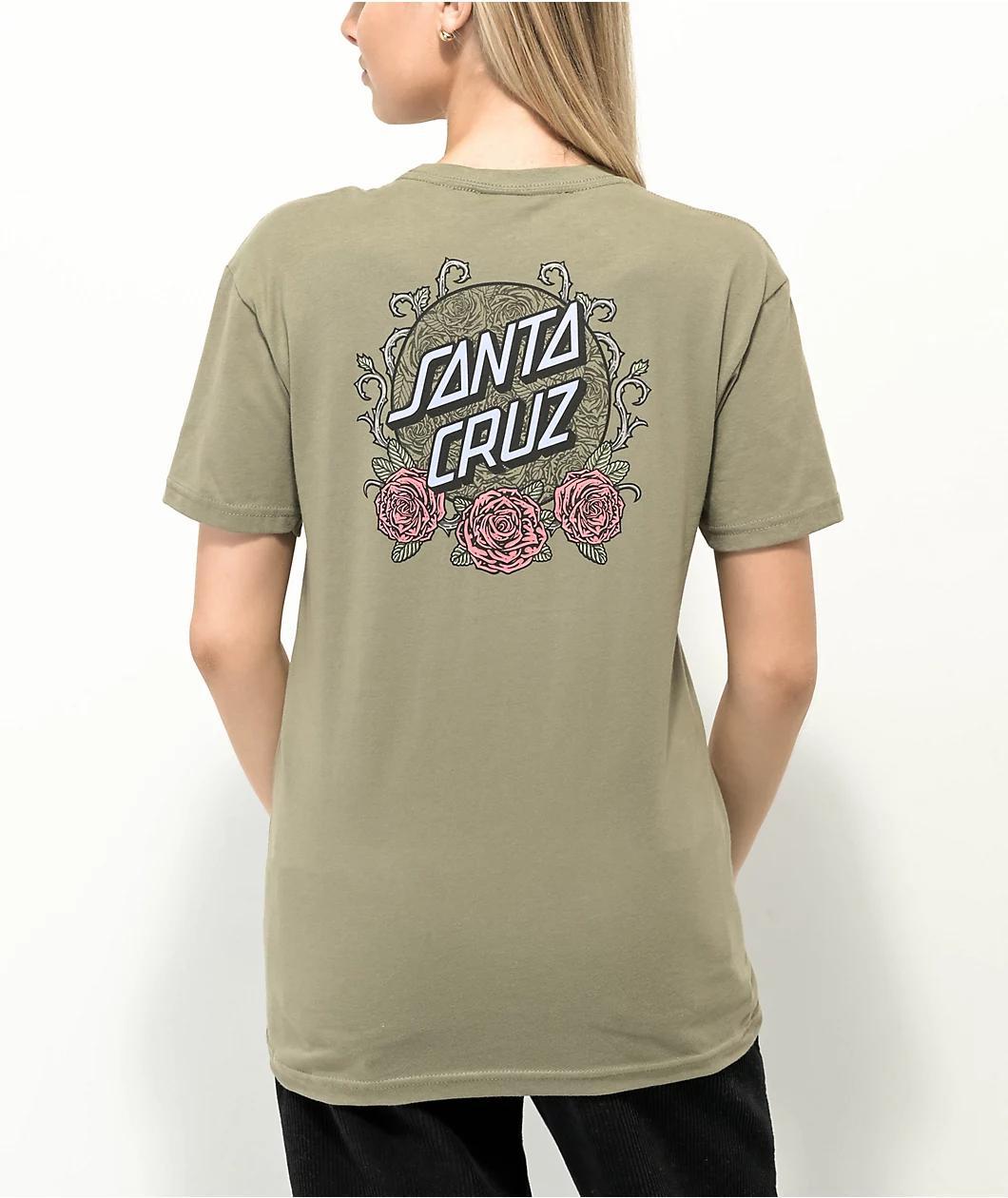 Santa Cruz Vague Rose Dot Olive T-Shirt Product Image