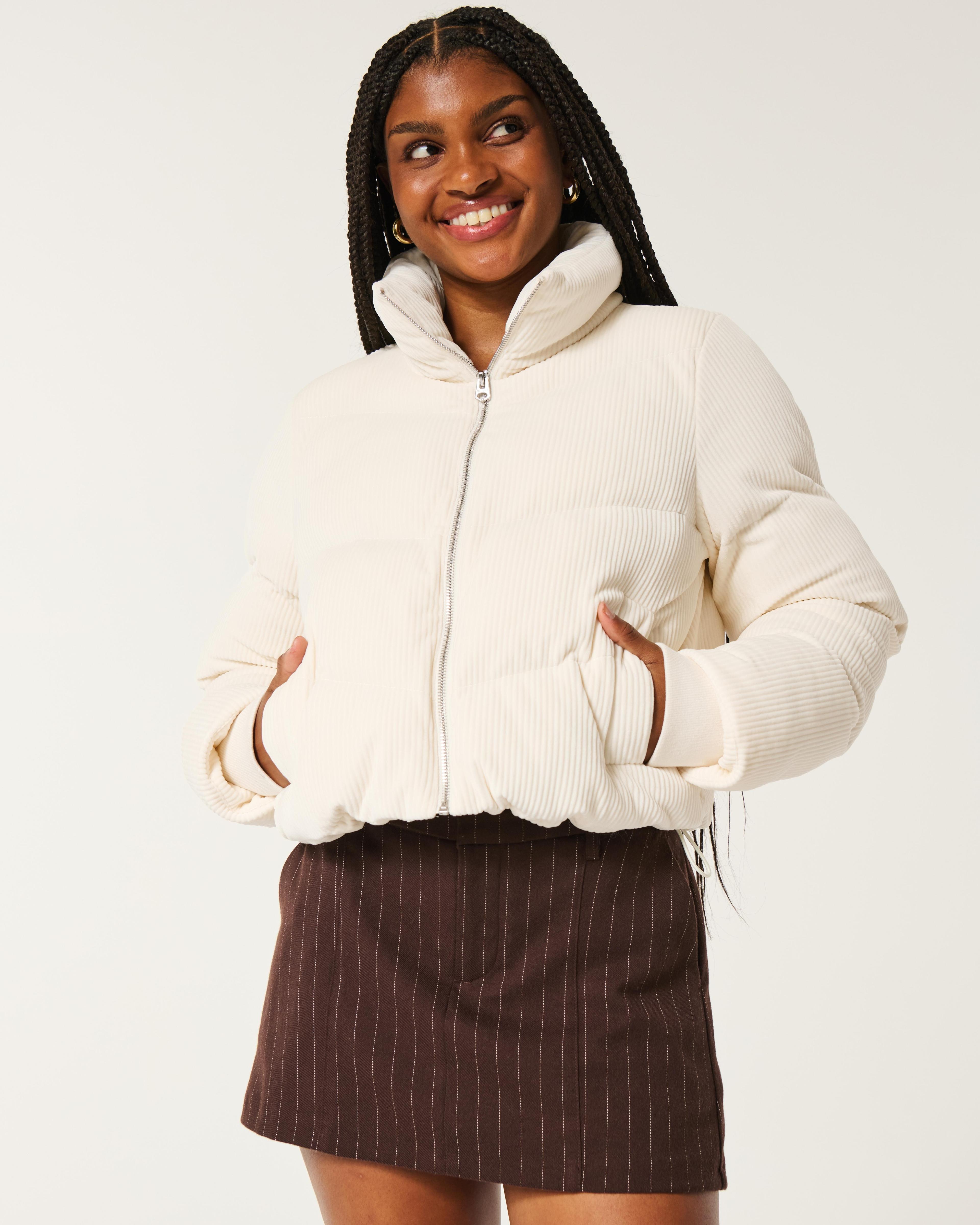 Sweater-Knit Mini Puffer Jacket Product Image