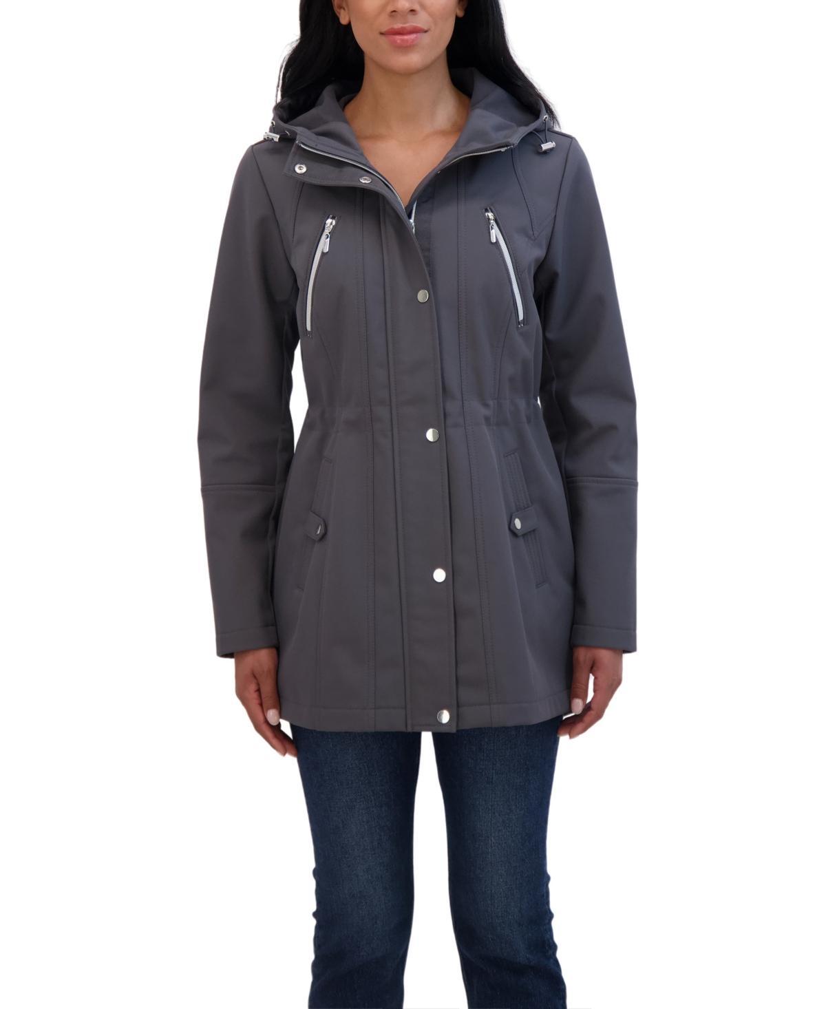 Womens Sebby Collection Hood Water-Resistant Anorak Jacket Blue Product Image