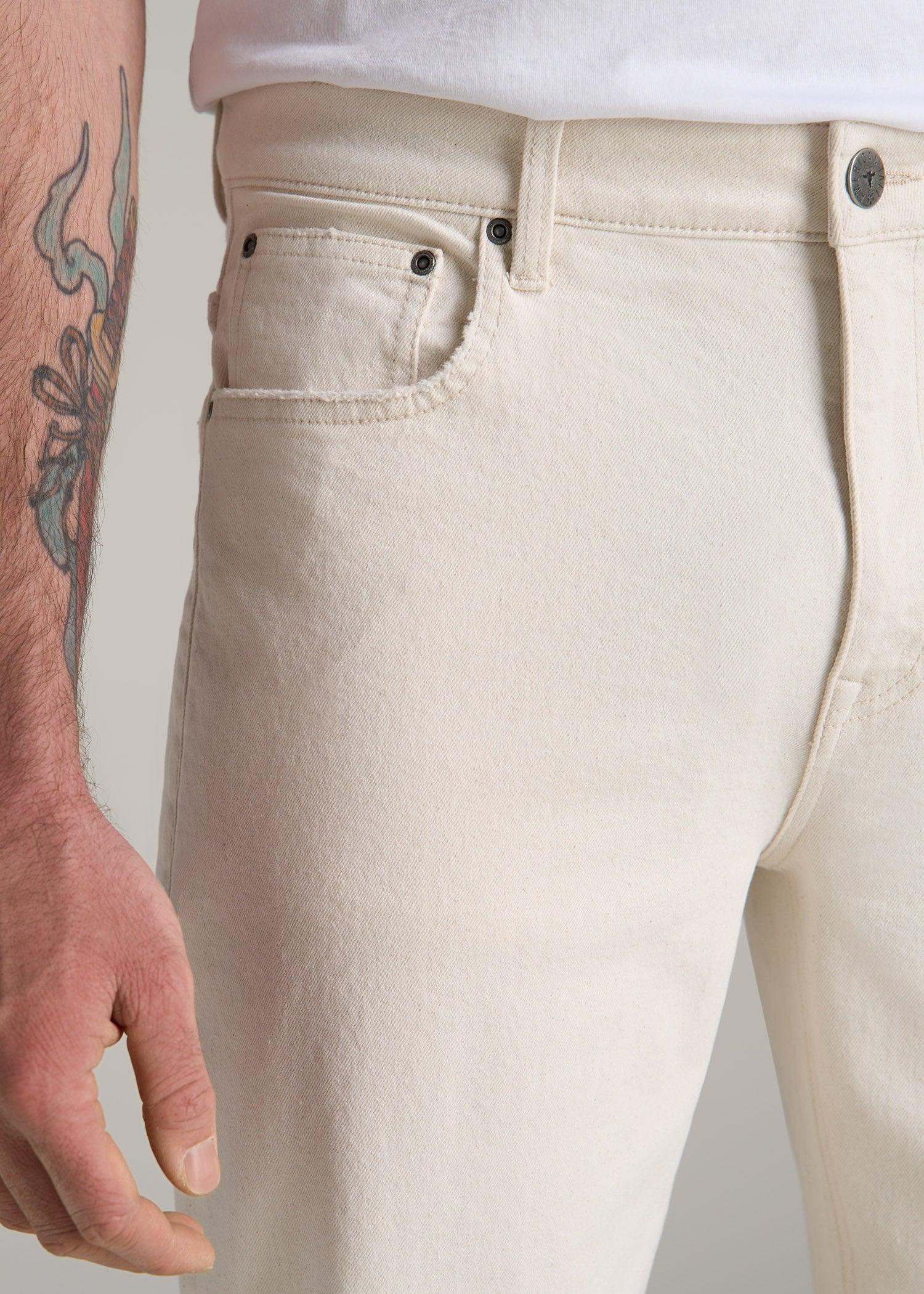 Milo RELAXED TAPERED FIT Jeans for Tall Men in Ecru Buff Male Product Image