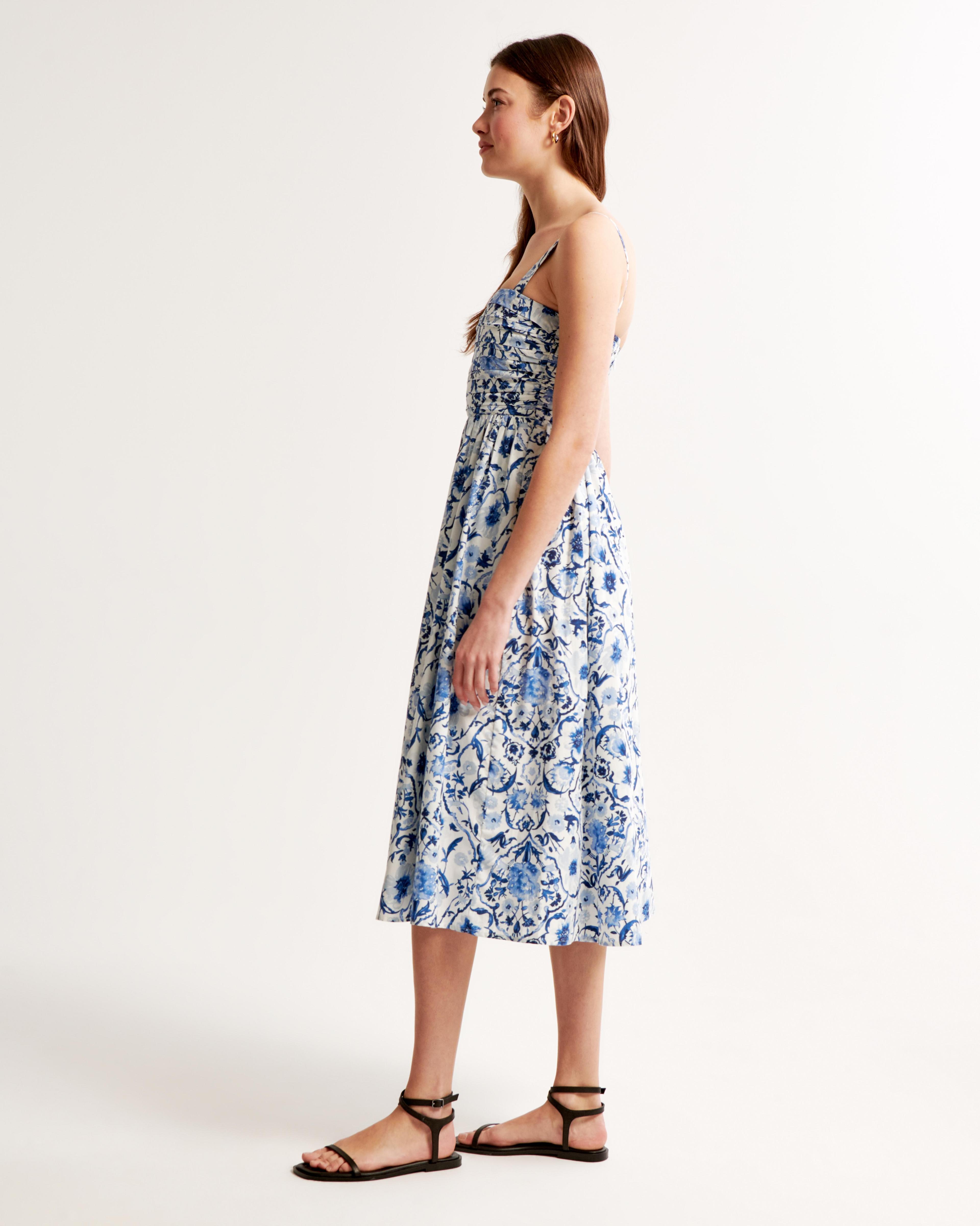 The A&F Emerson Poplin Wide Strap Midi Dress Product Image