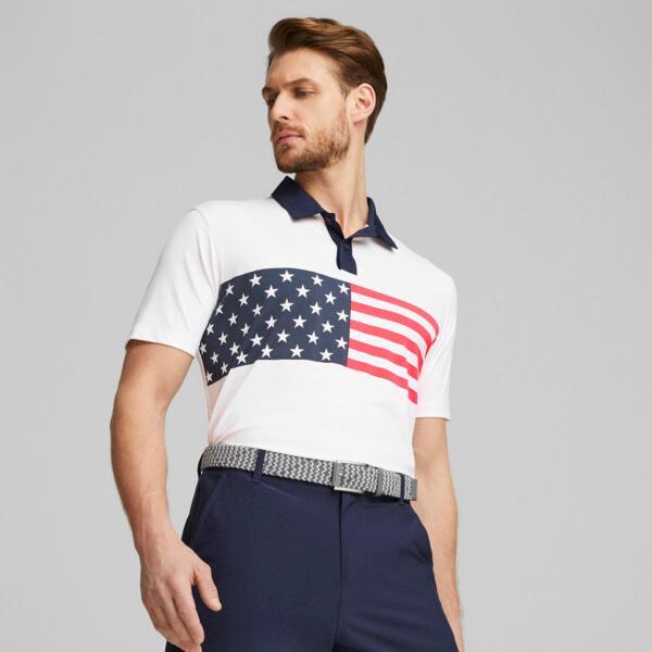 PUMA x VOLITION Flag Stripe Men's Golf Polo Shirt in Dark Blue Product Image