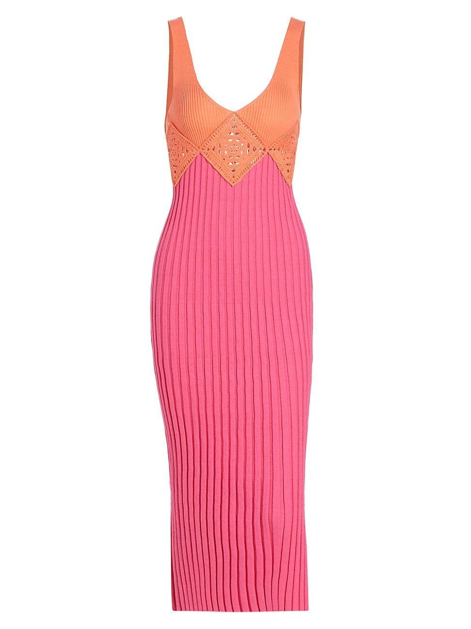 Womens Taryn Colorblock Crochet Midi-Dress Product Image