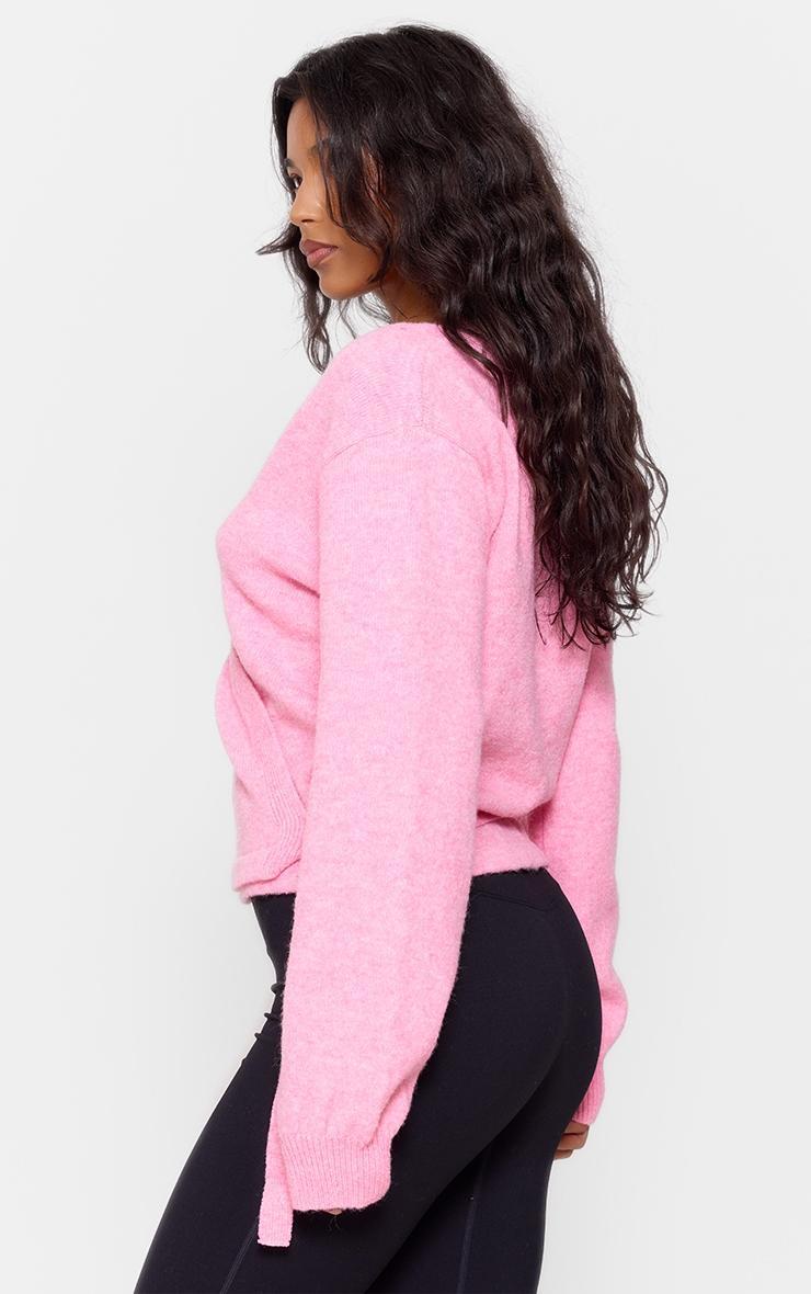 Pink Soft Knit Wrap Cardigan Product Image