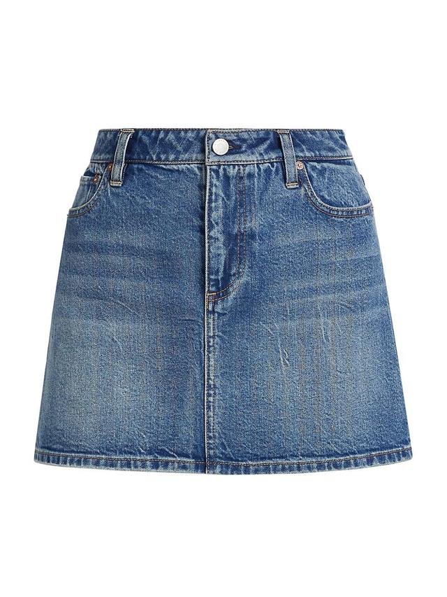 Womens Joss Buckle-Back Denim Miniskirt Product Image