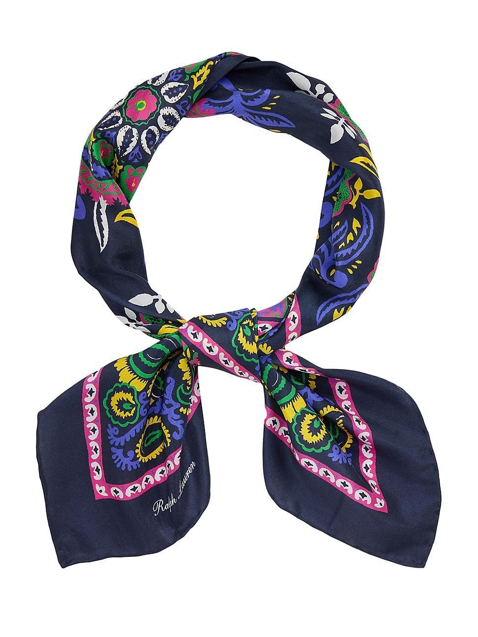 Mens Botanical-Print Silk Neck Scarf Product Image