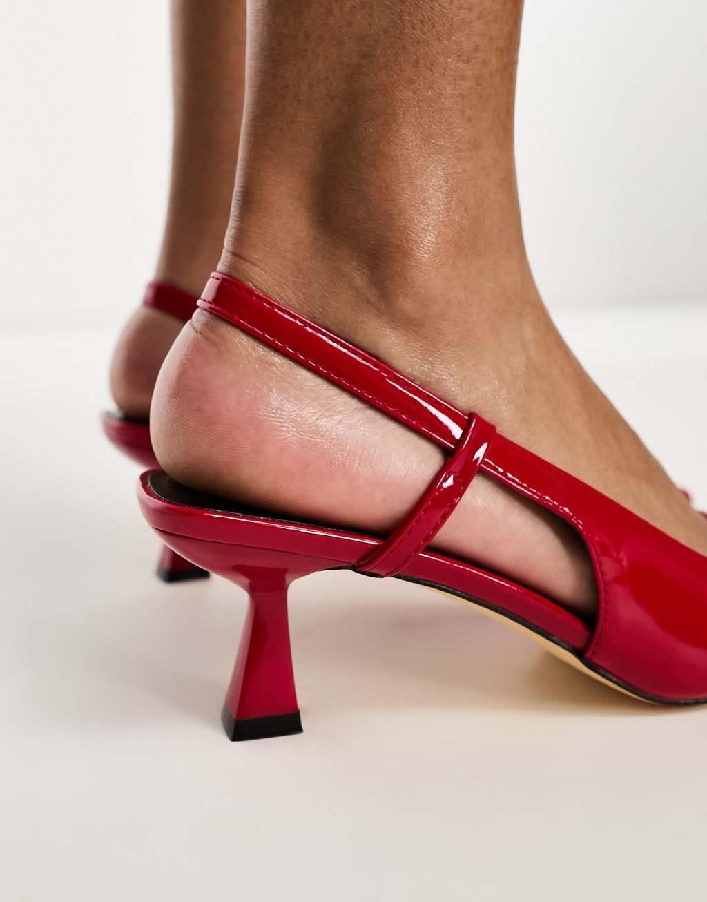 Glamorous slingback mid stiletto heels in red patent Product Image