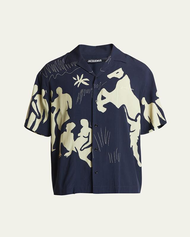 Mens Horse-Print Camp Shirt Product Image