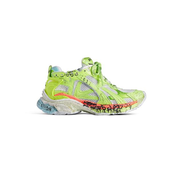 Men's Runner Marathon Sneaker  in White/neon Yellow/red/blue Product Image