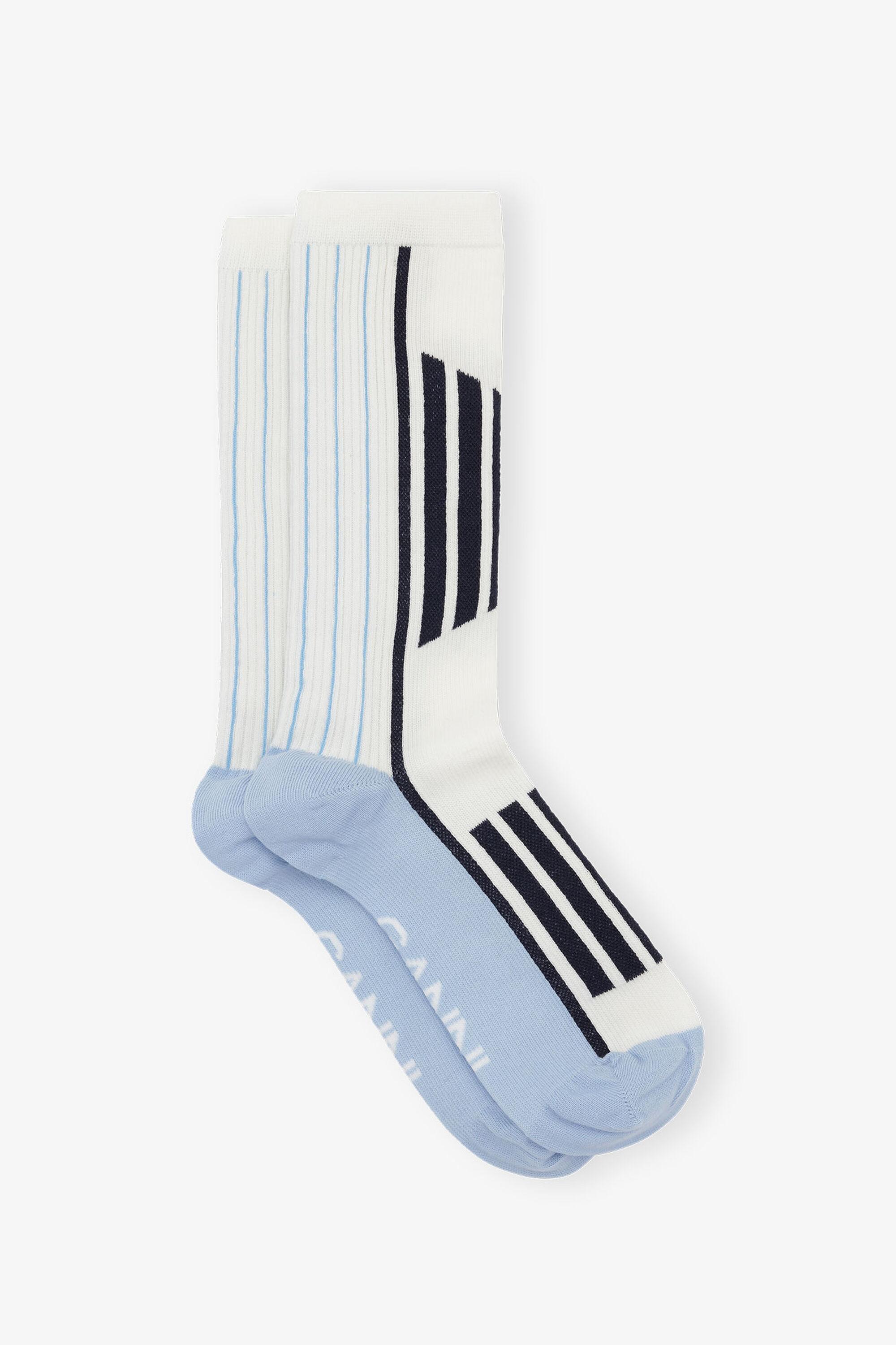 White/Blue Sporty Socks Product Image