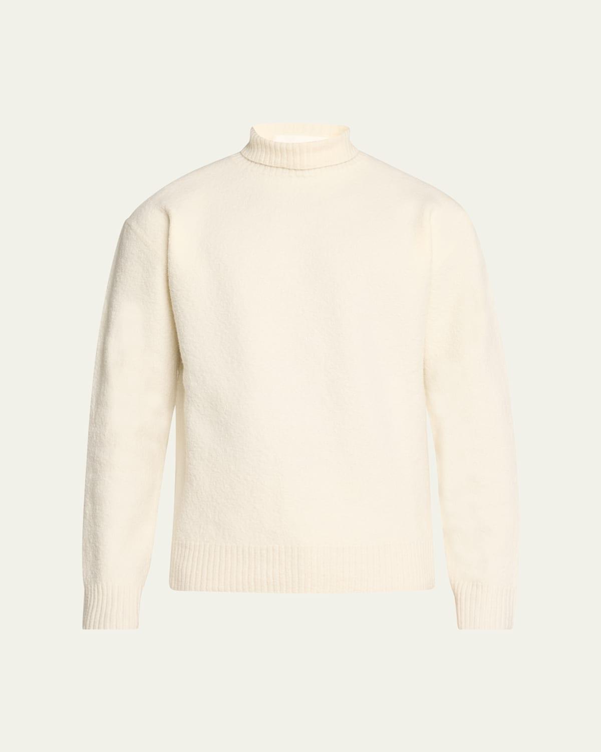 Mens Mock-Neck Boiled Wool Sweater Product Image