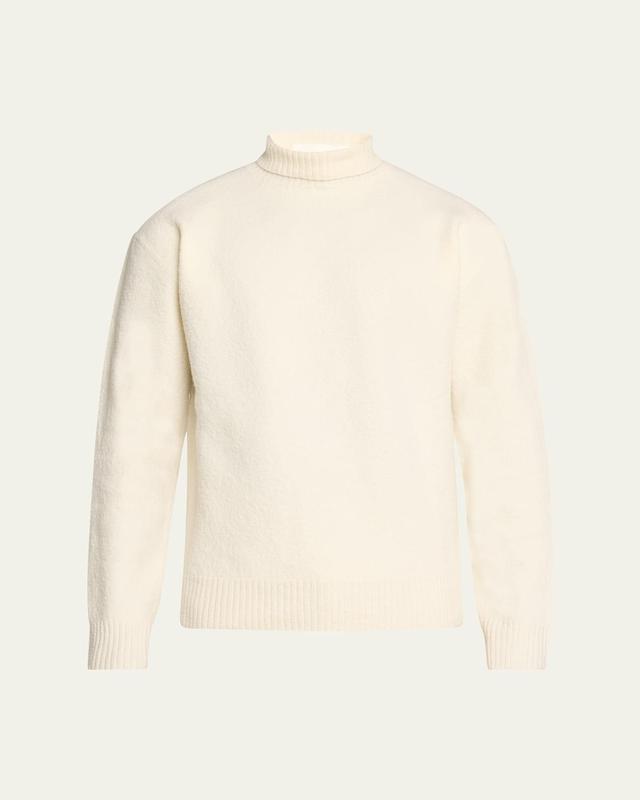 Mens Mock-Neck Boiled Wool Sweater Product Image