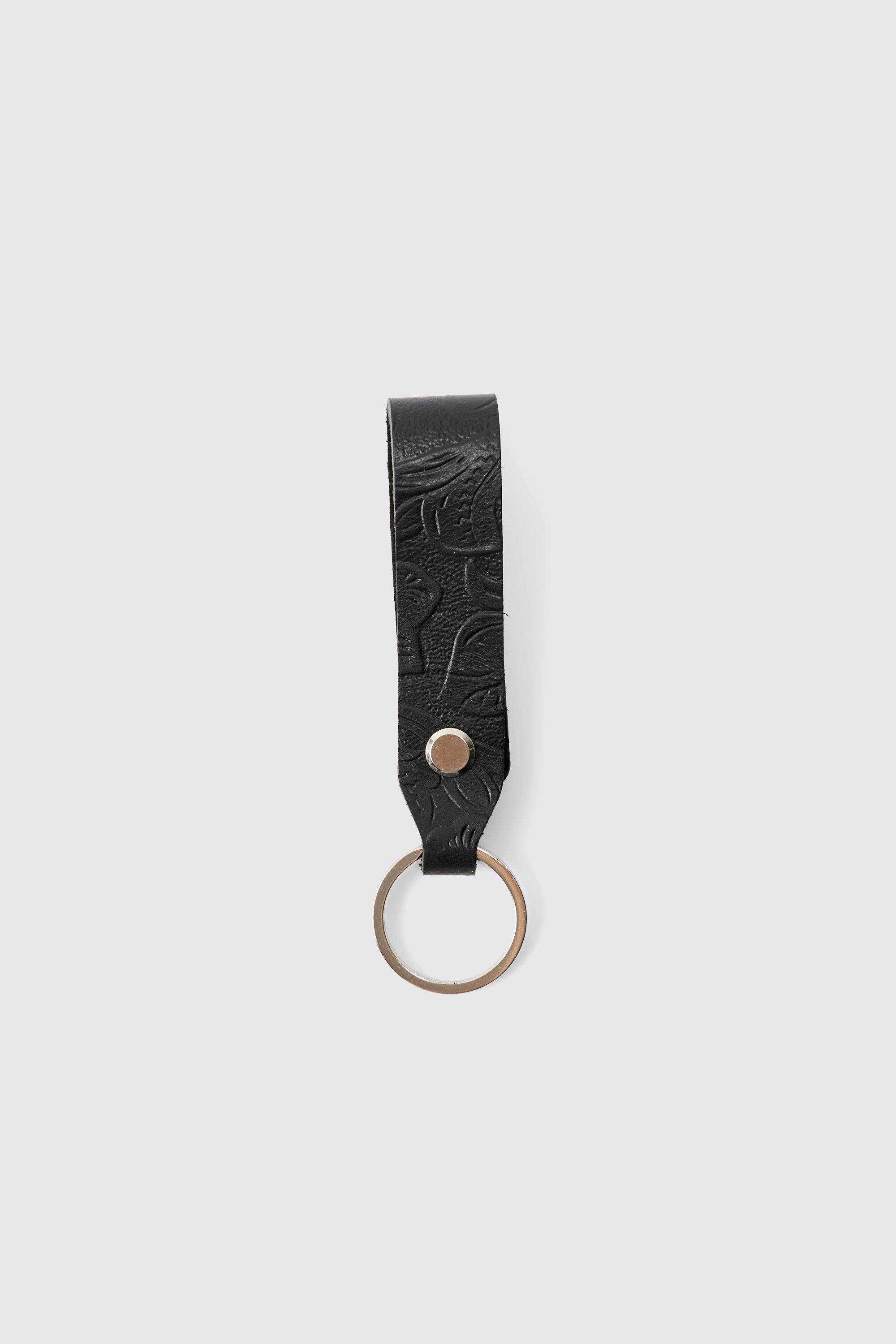 Mens Western Black Leather Keychain, Black Product Image