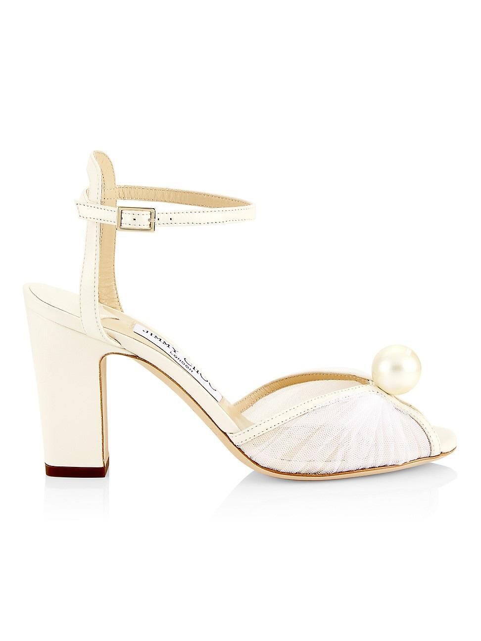 Jimmy Choo Sacaria Imitation Pearl Embellished Ankle Strap Sandal Product Image