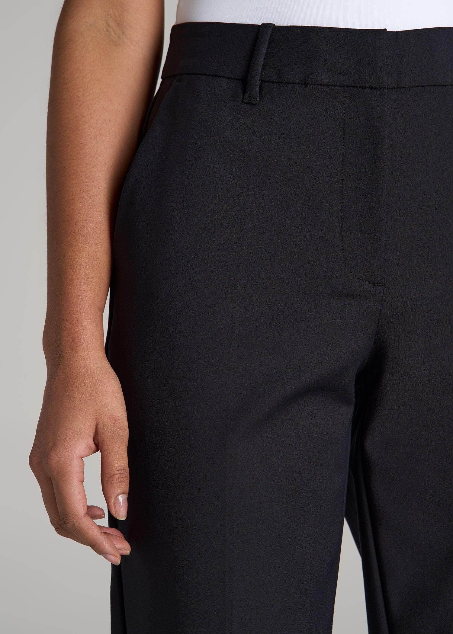 Flat Front Tapered Dress Pants for Tall Women in Black Female Product Image