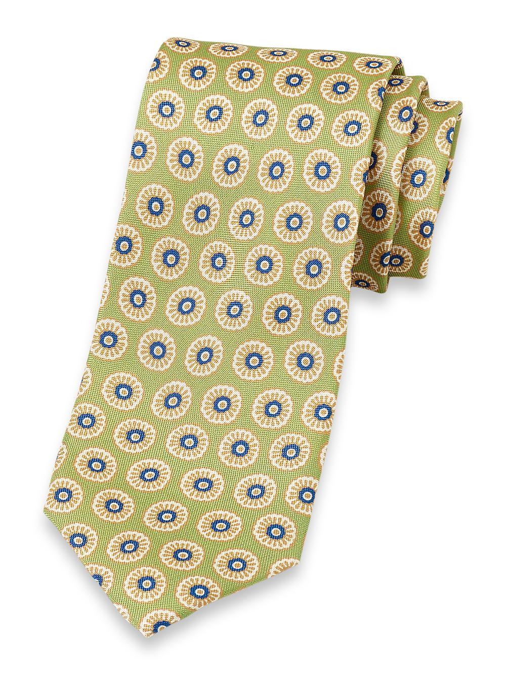 Medallion Woven Silk Tie - Green Multi Product Image