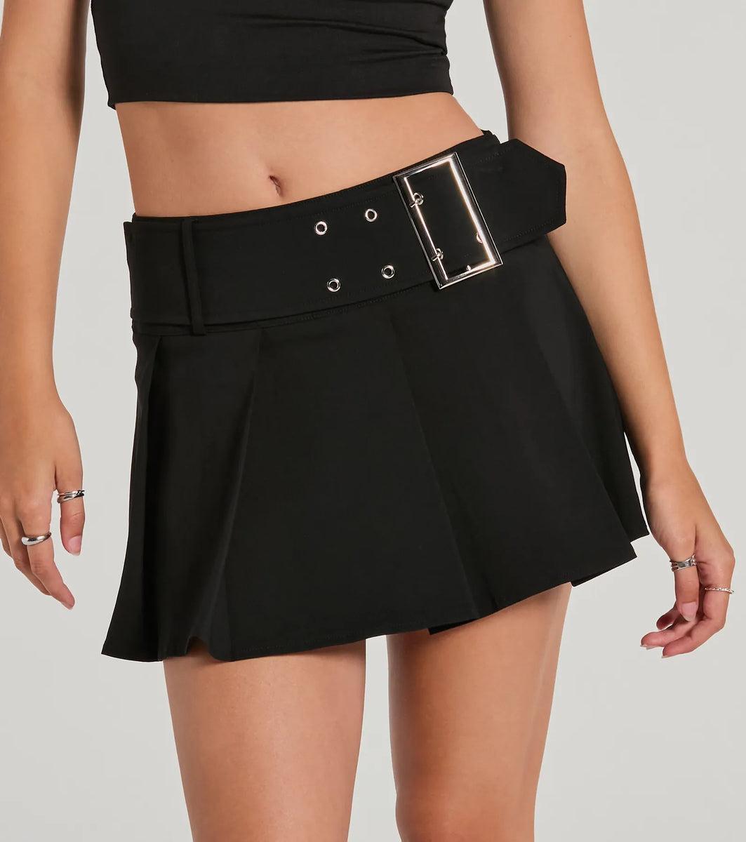 Get Compliments High-Rise Belted Pleated Skort Product Image