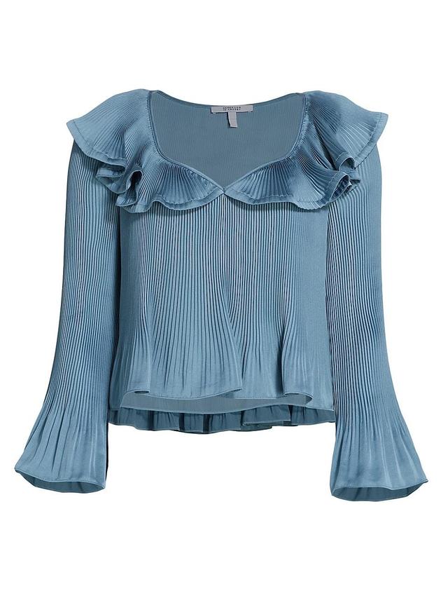 Womens Charis Pleated Ruffle Blouse Product Image