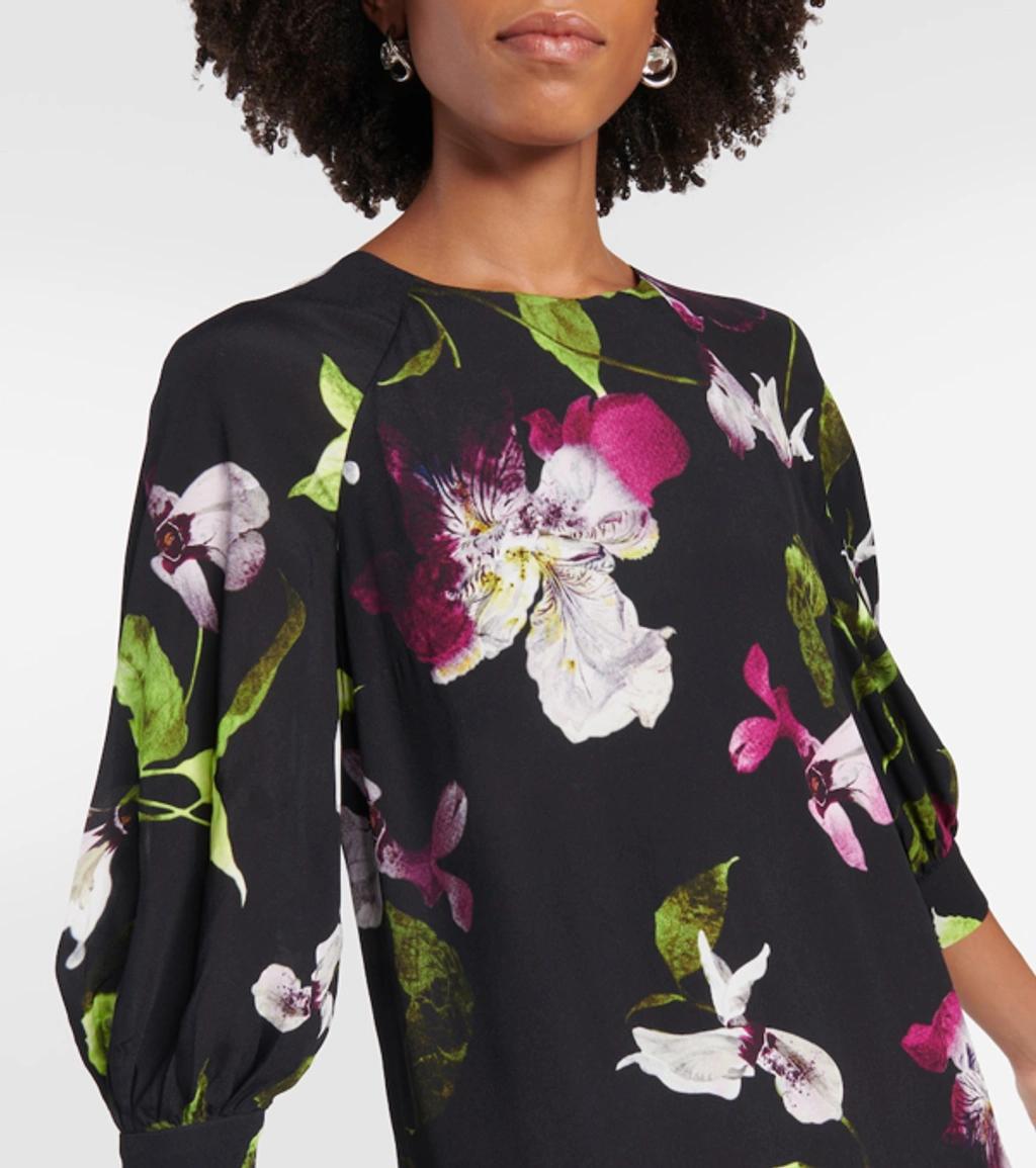 Floral-print Crepe Minidress In Black Product Image