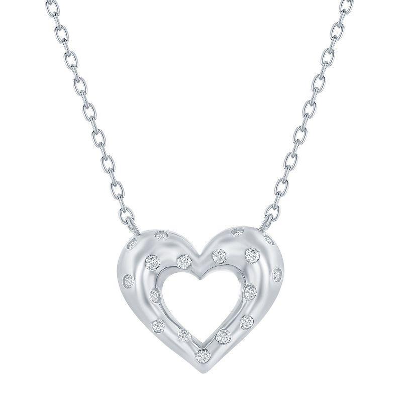 Argento Bella Sterling Silver Cubic Zirconia Heart Necklace, Womens Product Image