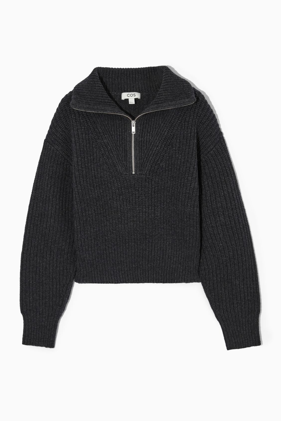 HALF-ZIP FUNNEL-NECK WOOL SWEATER Product Image