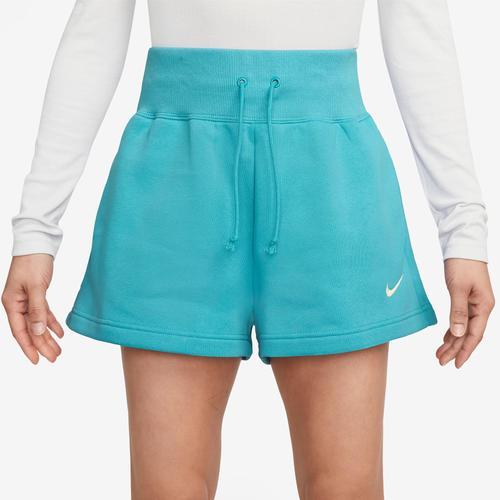 Nike Womens Nike Fleece HR Shorts - Womens Aqua/White Product Image