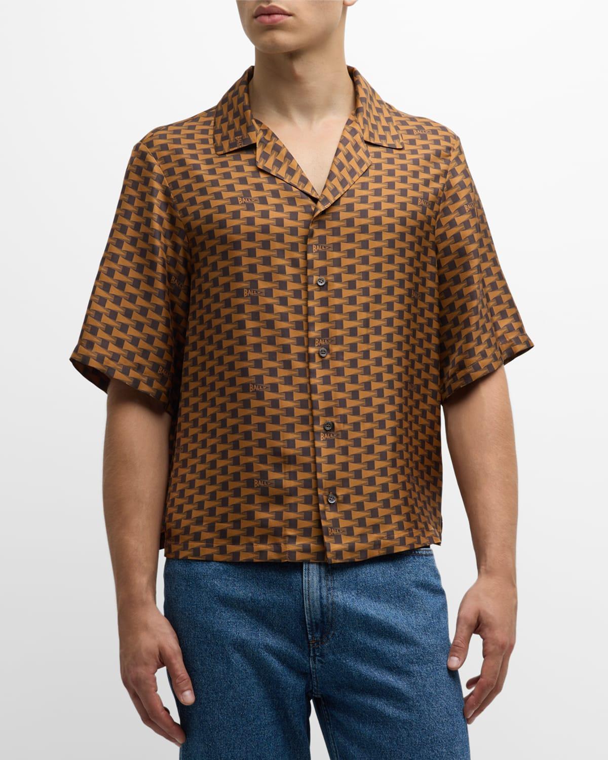 Mens Printed Silk Camp Shirt Product Image