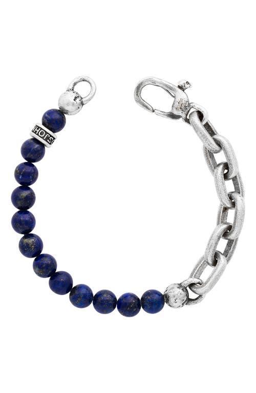 John Varvatos Mens Lapis Lazuli Bead & Chain Link Bracelet Product Image