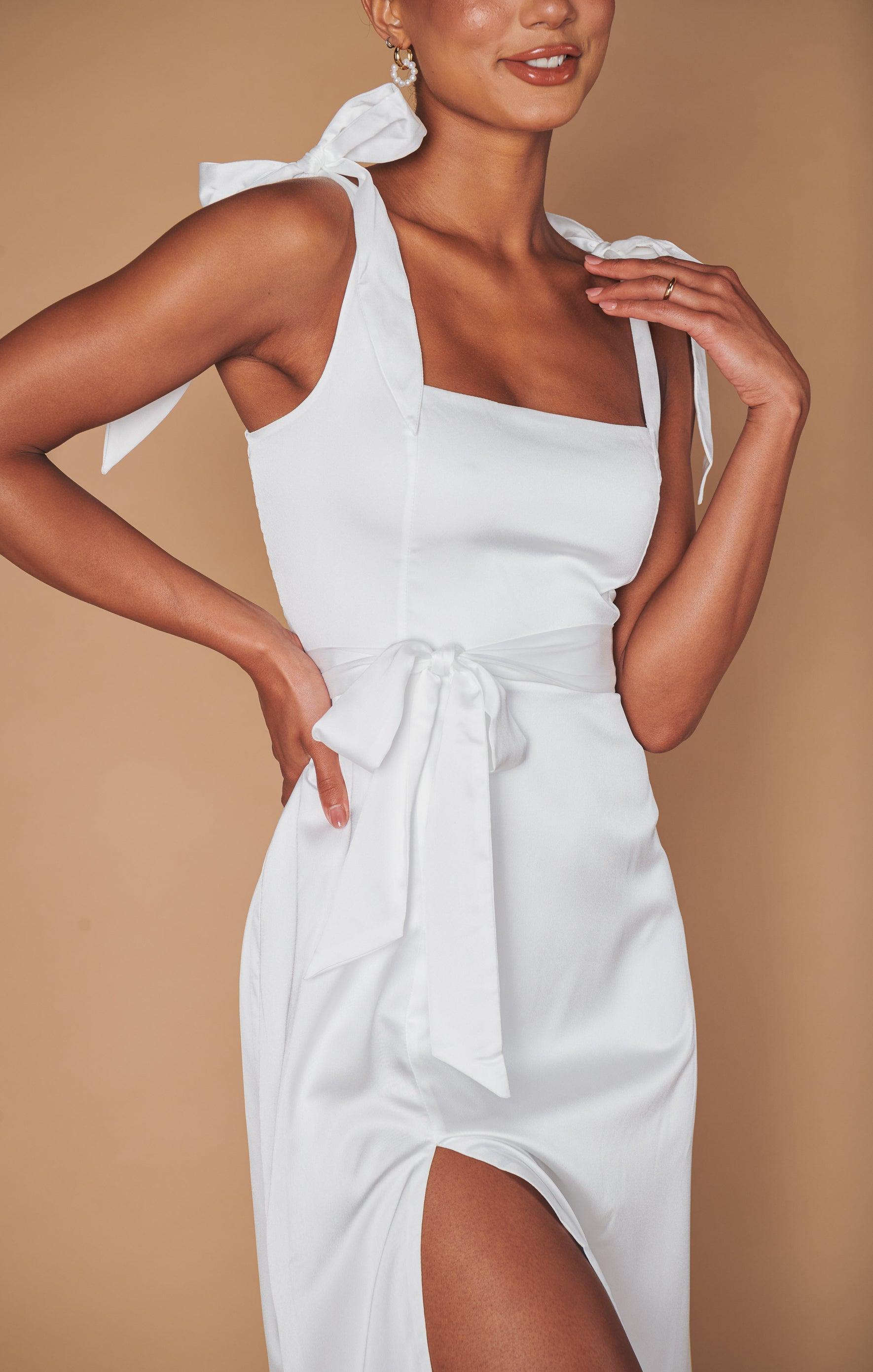 Garden Midi Dress ~ Ivory Luxe Satin Product Image