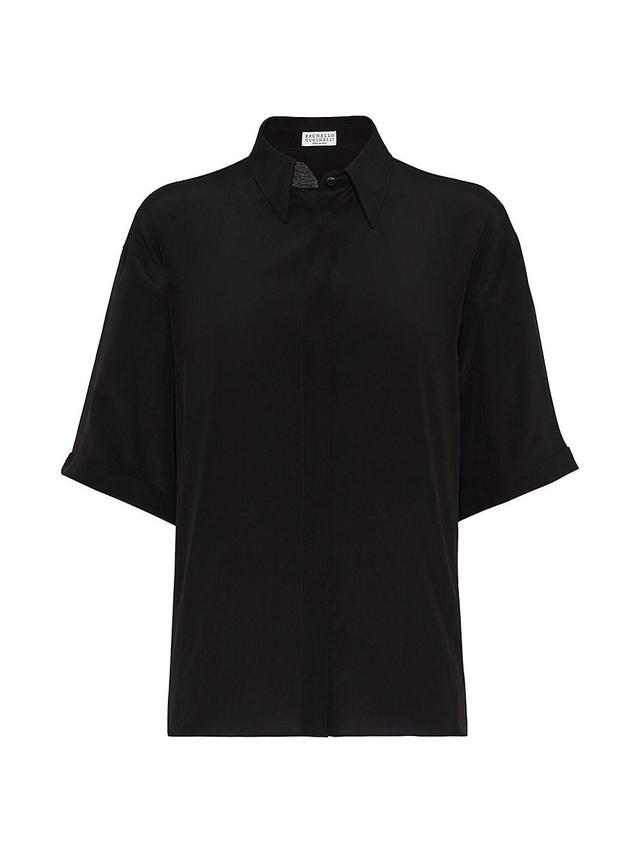 Womens Silk Crape De Chine Shirt With Precious Buttonhole Product Image