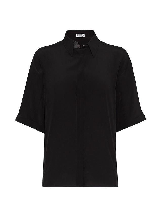 Womens Silk Crpe De Chine Shirt with Precious Buttonhole Product Image