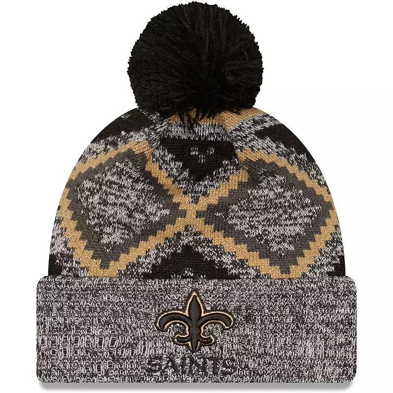 Mens New Era /Heathered Gray New Orleans Saints Grandpa Cuffed Knit Hat with Pom Product Image