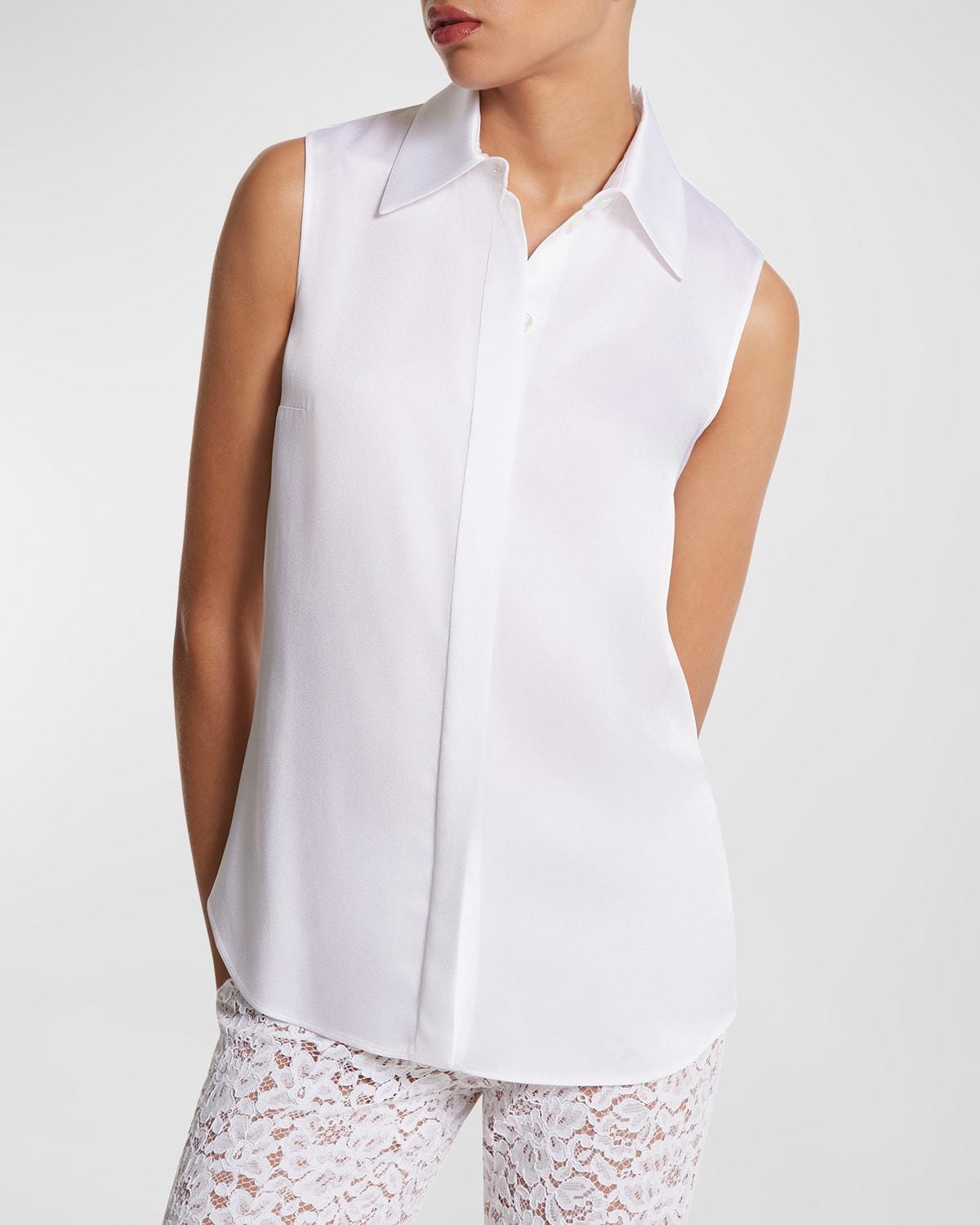 Michael Kors Collection Hansen Sleeveless Charmeuse Button-Up Shirt product image