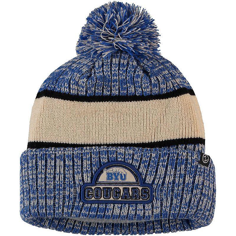 Mens Zephyr Royal/Cream BYU Cougars Brighton Cuffed Knit Hat with Pom Product Image