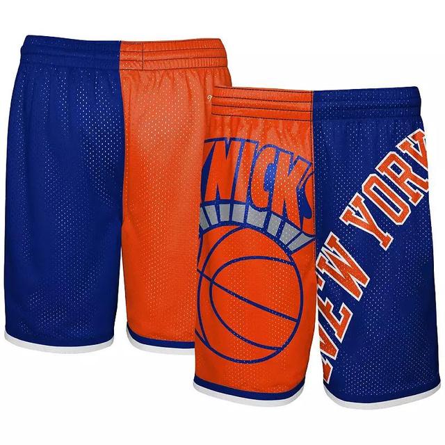 Youth Mitchell & Ness /Blue New York Knicks Hardwood Classics Big Face 5.0 Shorts, Mens Product Image