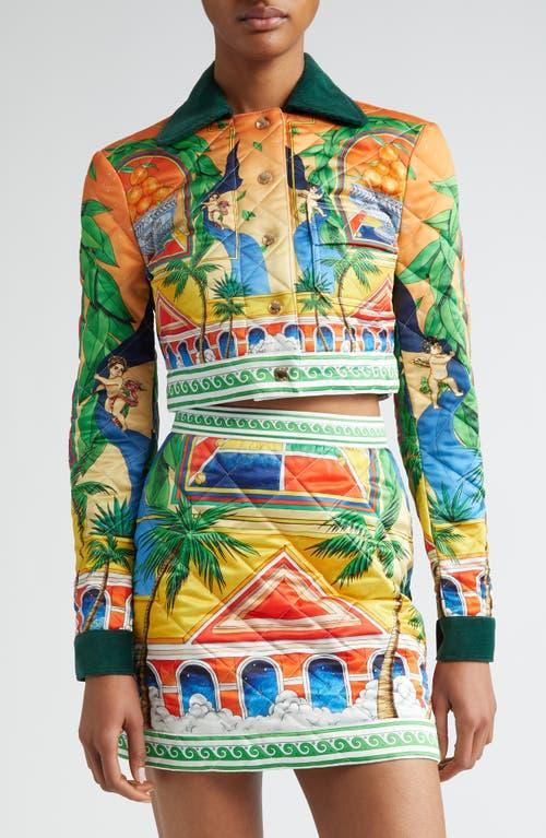 Casablanca Quilted Triomphe DOrange Print Crop Jacket Product Image