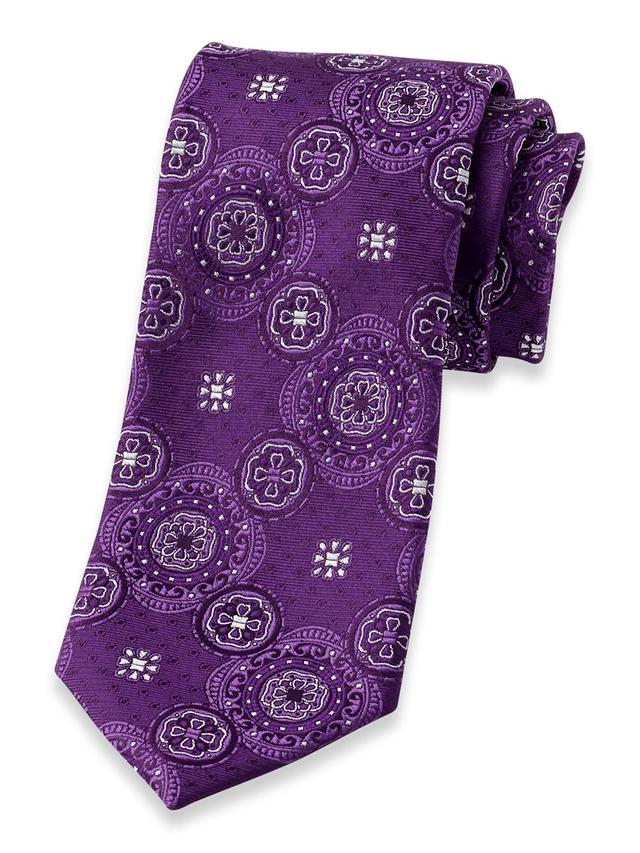 Medallion Woven Silk Tie - Purple Product Image