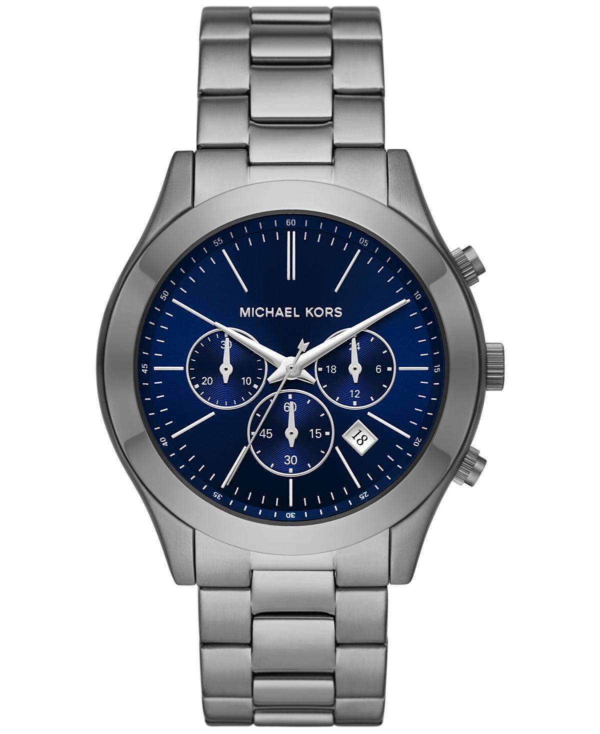 Michael Kors Mens Slim Runway Chronograph Gunmetal Stainless Steel Bracelet Watch Product Image