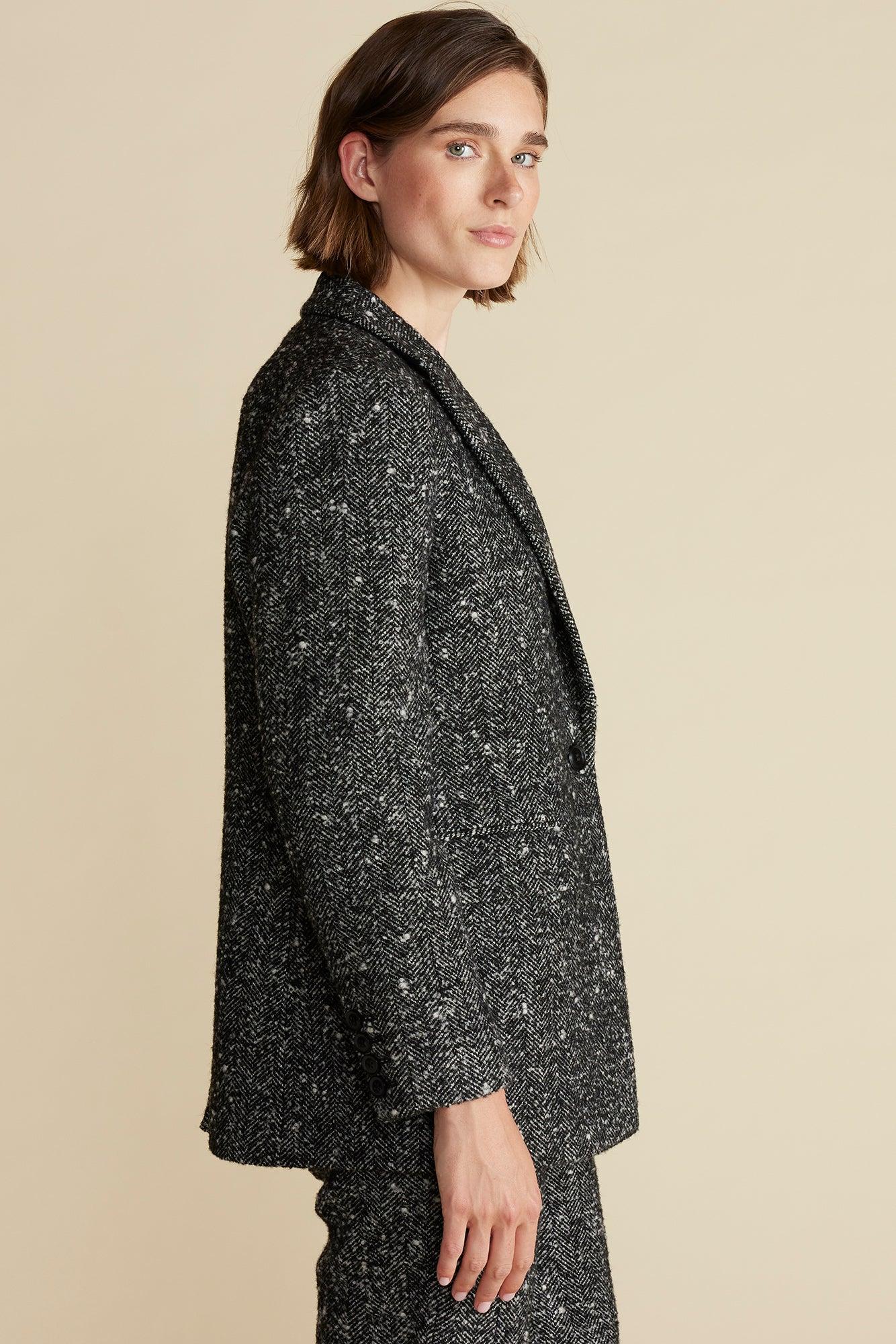 Alix Boyfriend Blazer - Black Herringbone Product Image