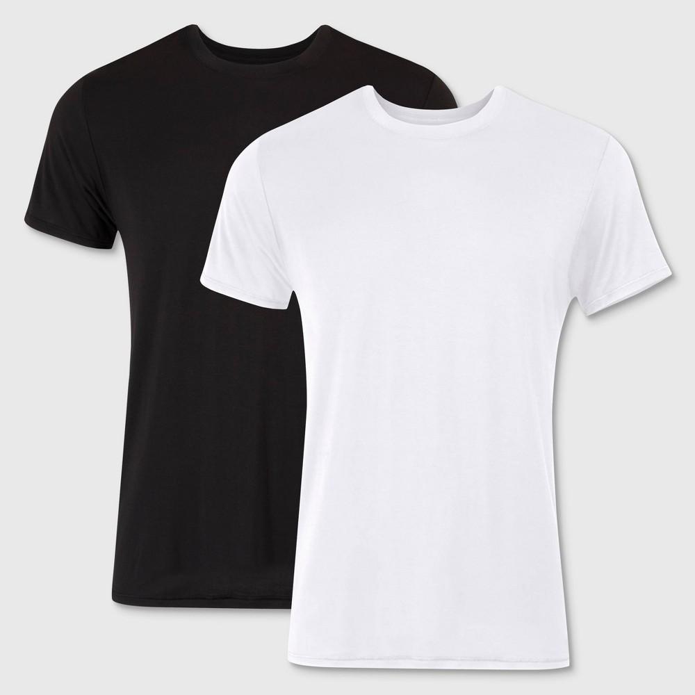 Hanes Originals Premium Mens SuperSoft Short Sleeve Crewneck Undershirt 2pk - White/Black Product Image