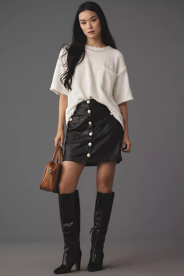 Stellah Faux-Leather Button-Front Mini Skirt Product Image