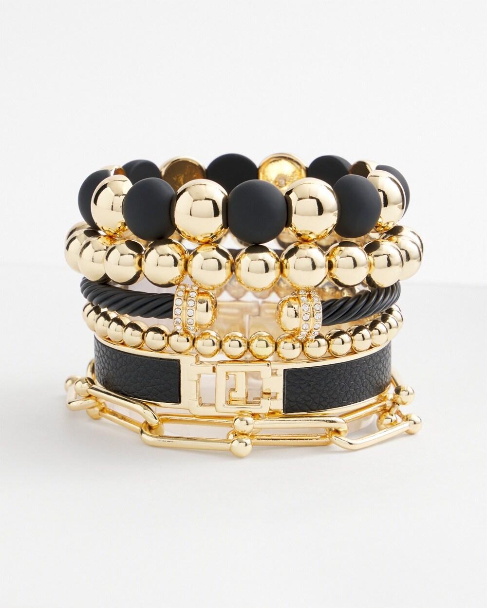 Black Beaded Stretch Bracelet Product Image