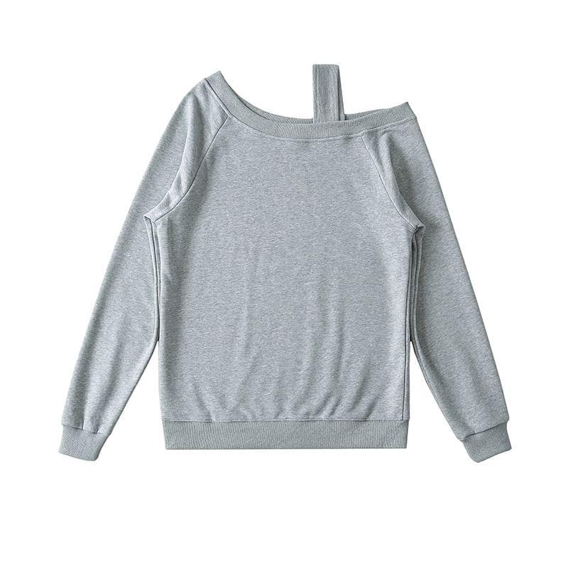 Cold-Shoulder Plain Pullover Product Image