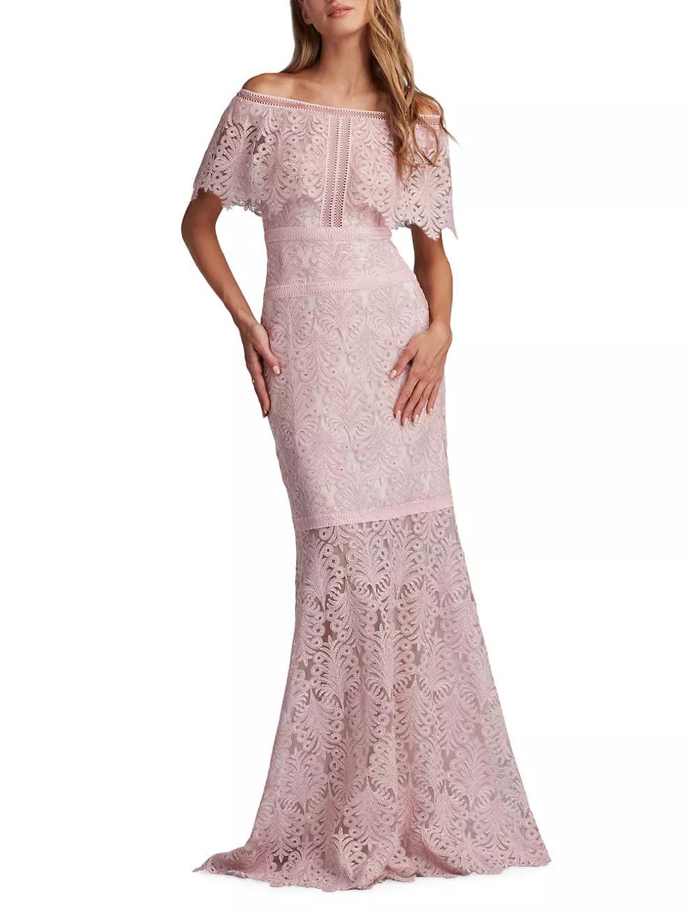 Corded Lace Off-The-Shoulder Gown Product Image